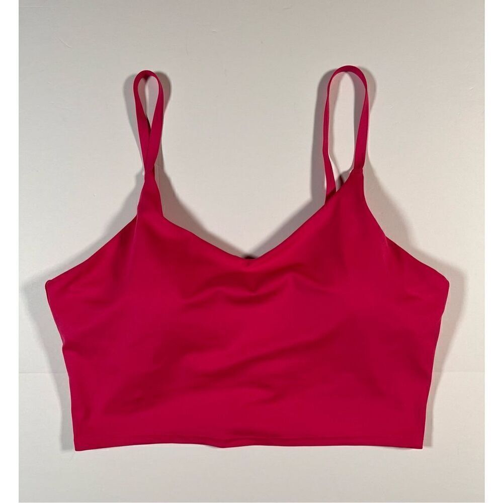 Athleta Elation V Neck Longline Bra Fuschia Bright Pink Size Large Cup Size A-C